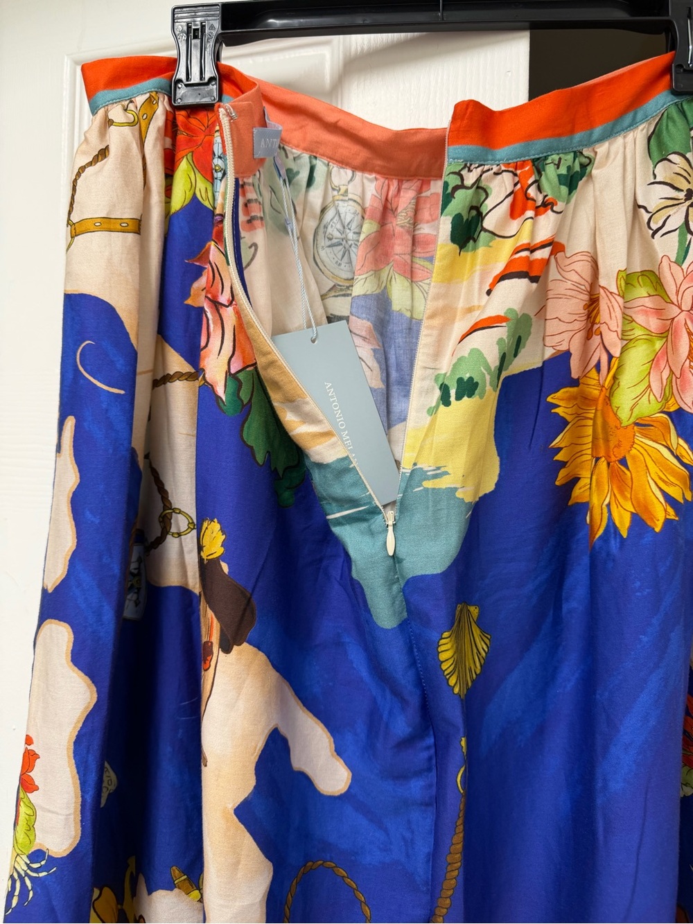 NWT Antonio Melani Sea La Vie Evie Ocean Print Skirt Blue Size 14 - Picture 12 of 14